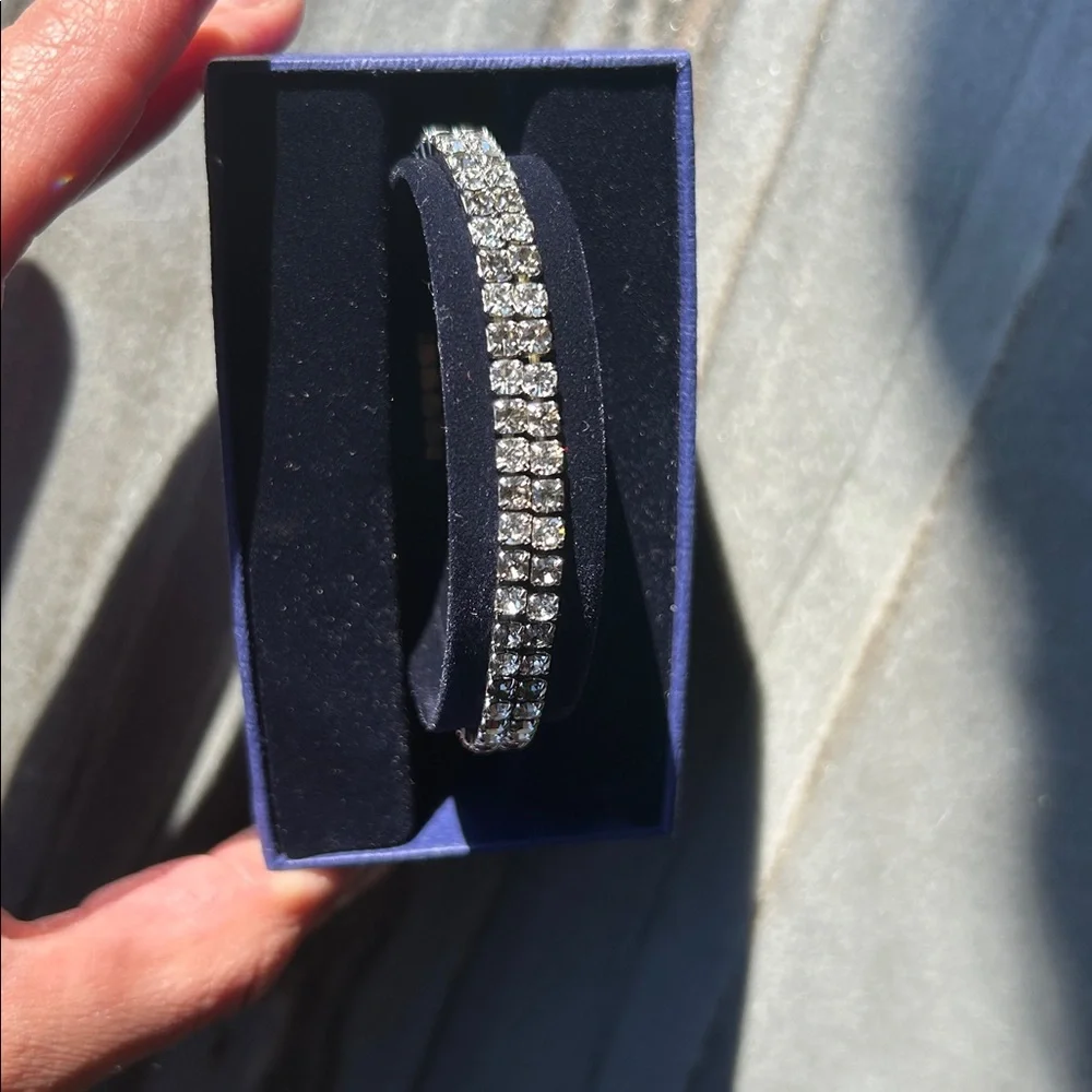Elegant Silver two tone Tennis Bracelet